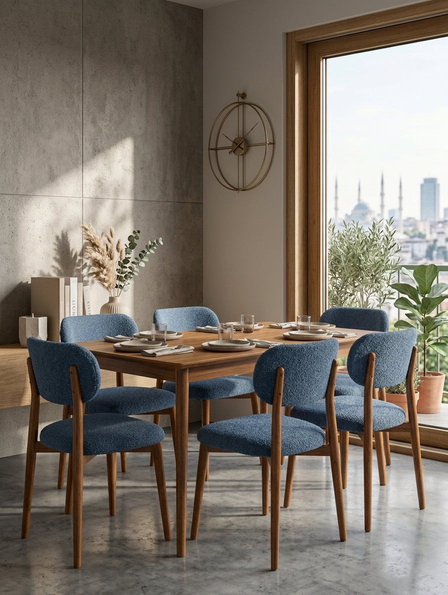 Bohem Lastikli Likralı Jakarlı Sandalye Kılıfı – 6 Adet
